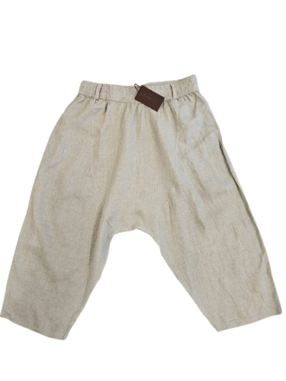Nicholas K Linen Weekend Short Drop Crotch Harem Pants Natural Beige Size M NWT
